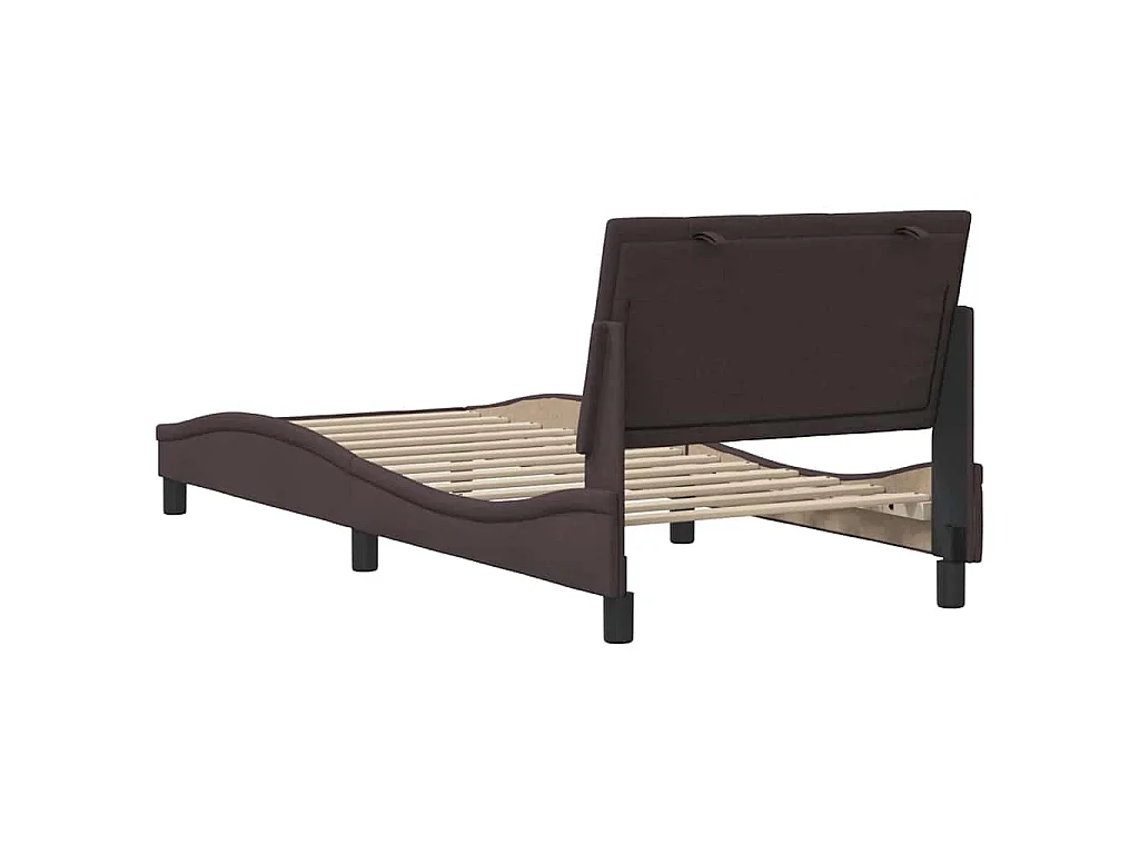 Estrutura de cama sem colchão Hanko 90x200 cm tecido castanho-escuro