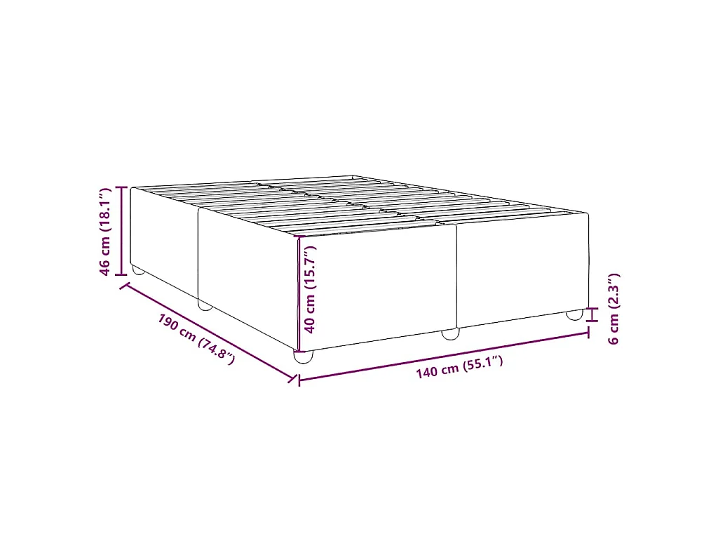 Bedframe zonder matras stof zwart 140x190 cm