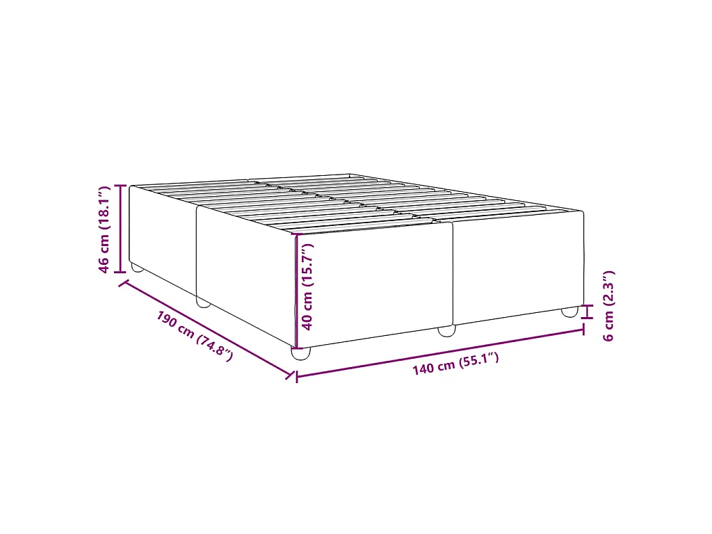 Bedframe zonder matras stof zwart 140x190 cm