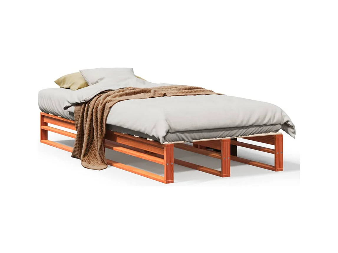 Letto senza Materasso Marrone Cera 100x200 cm in Legno di Pino
