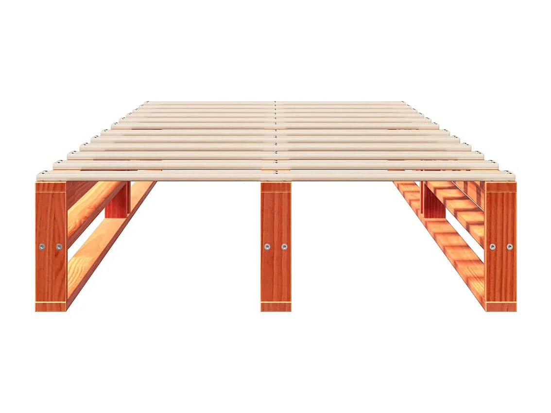 Cadre de lit sans matelas cire marron 100x200cm bois pin massif