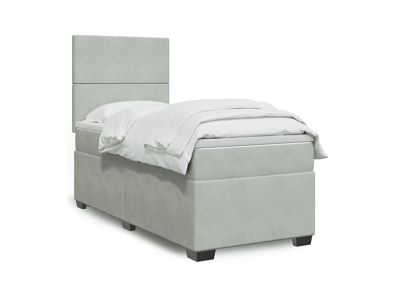 Boxspringbett mit Matratze Hellgrau 100x200 cm Samt