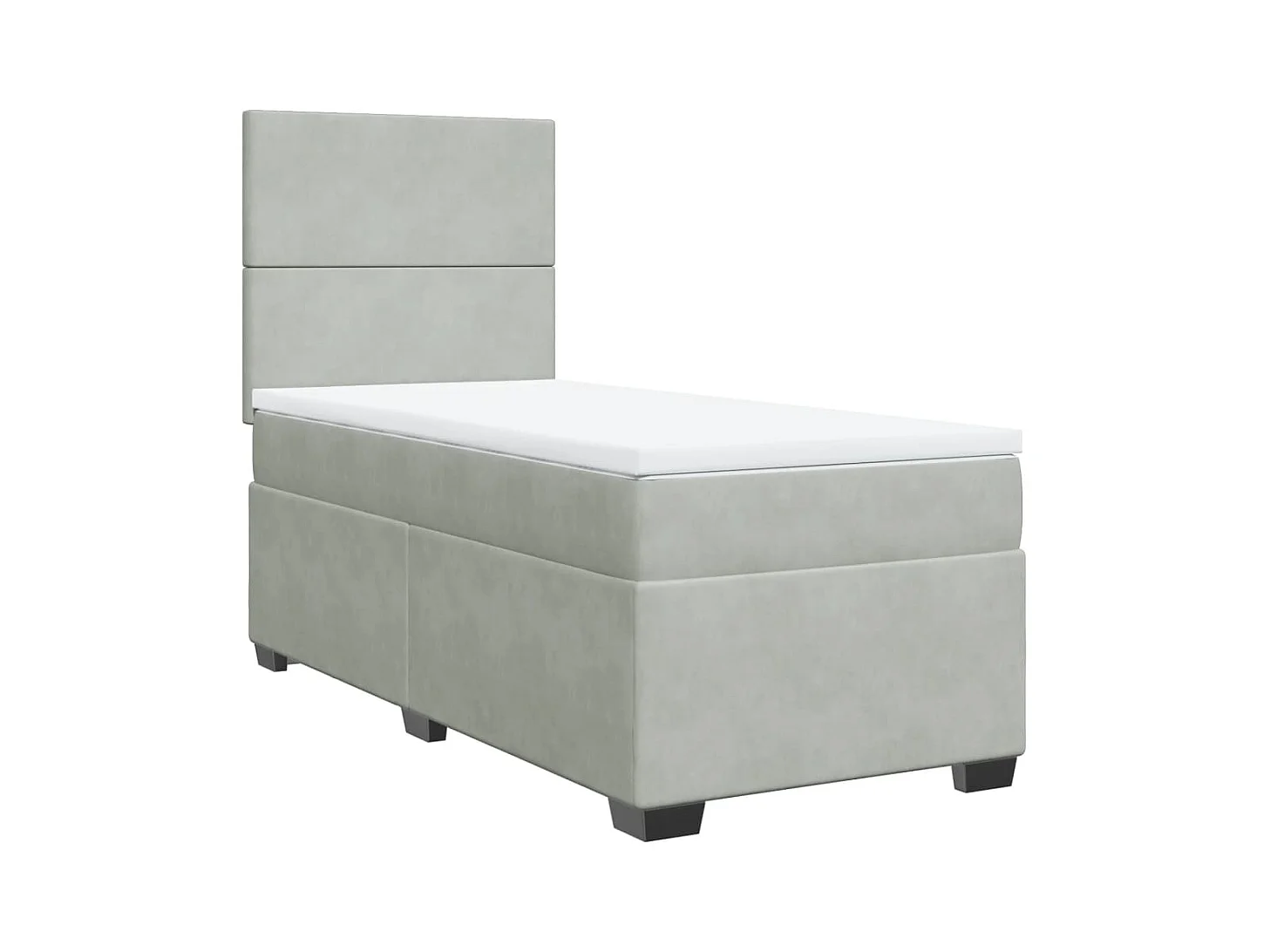 Boxspringbett mit Matratze Hellgrau 100x200 cm Samt