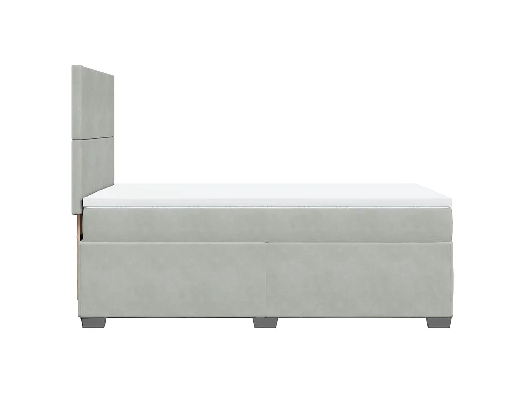Boxspring met matras fluweel lichtgrijs 100x200 cm
