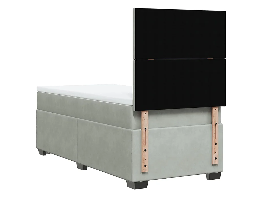 Boxspring met matras fluweel lichtgrijs 100x200 cm