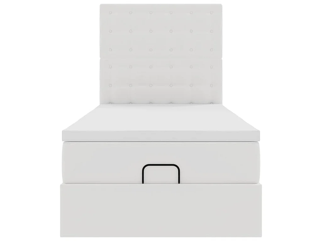 Struttura Letto Pouf con Materasso Bianco 100x200 cm Similpelle