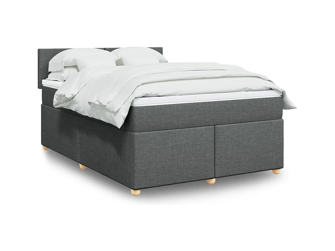 Sommier à lattes de lit avec matelas Gris foncé 140x200cm Tissu