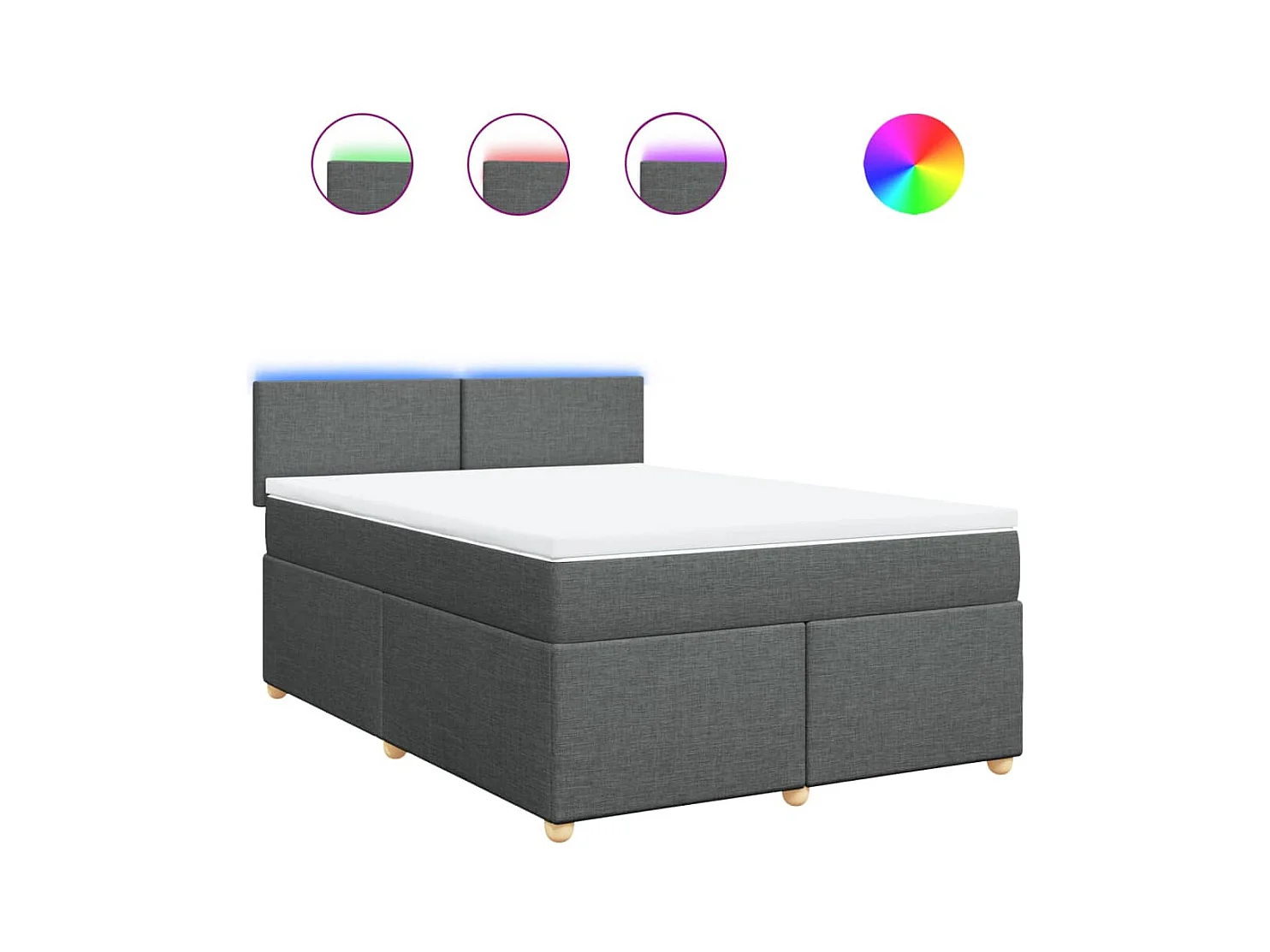 Sommier à lattes de lit avec matelas Gris foncé 140x200cm Tissu