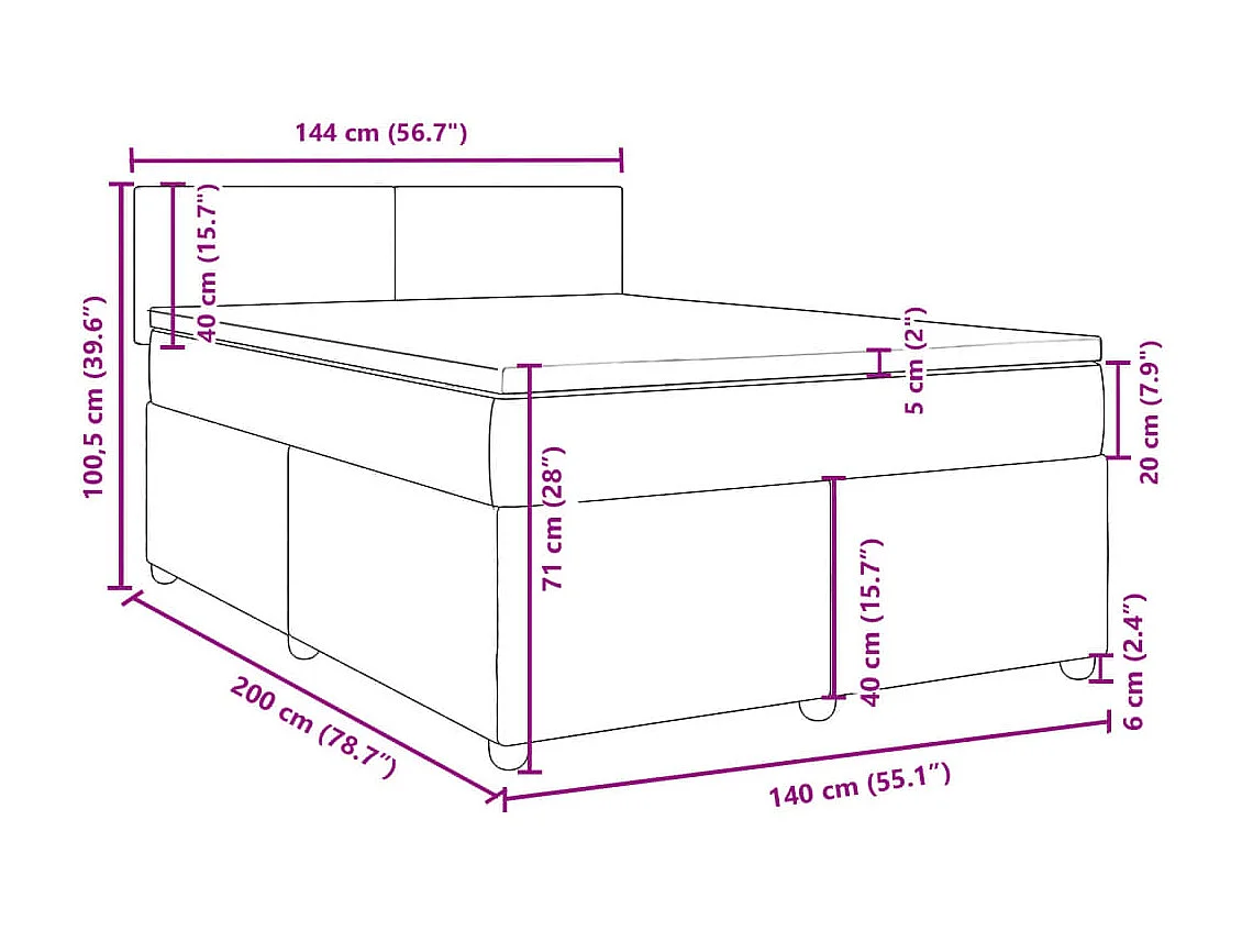 Boxspringbett mit Matratze Dunkelgrau 140x200 cm Stoff