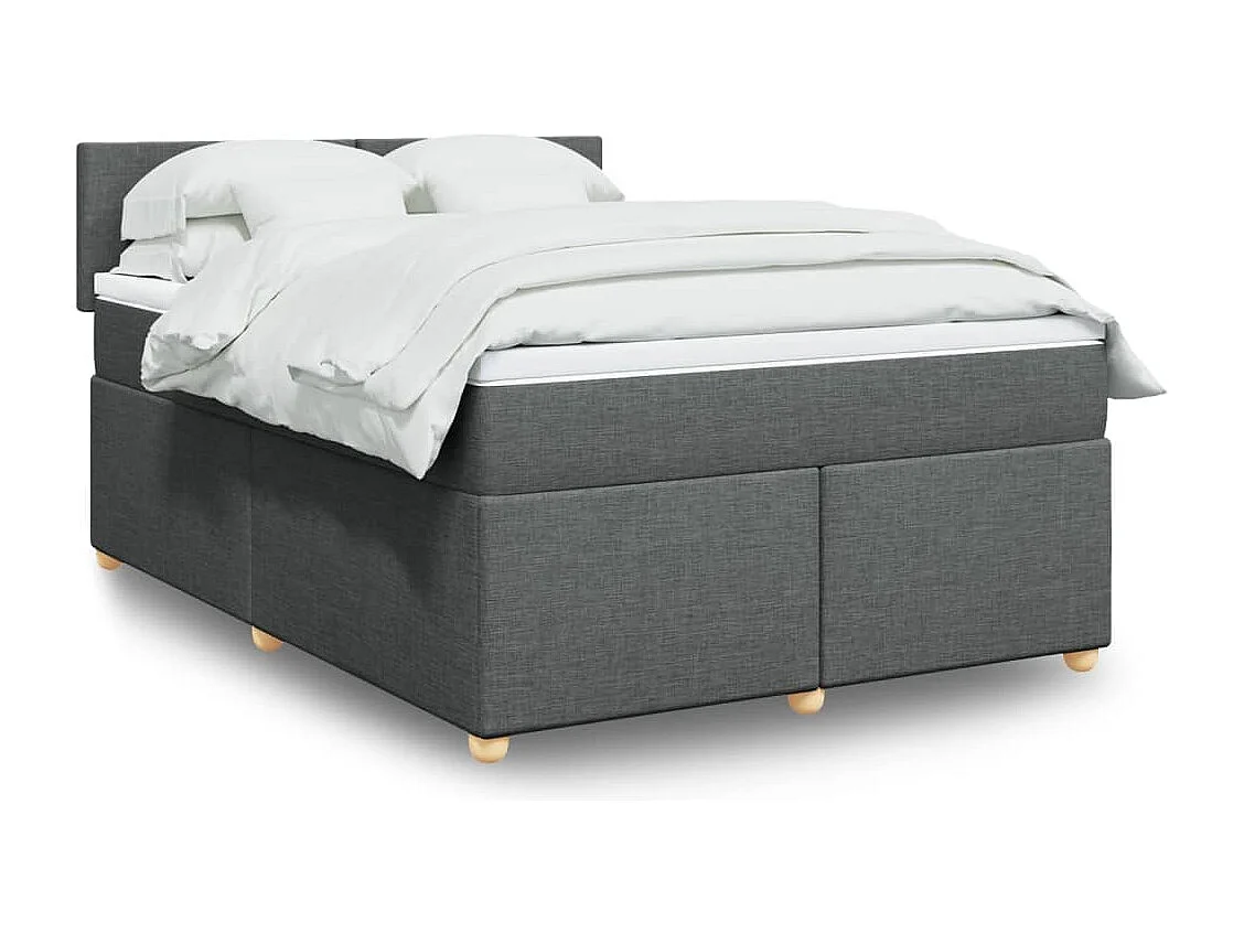 Sommier à lattes de lit avec matelas Gris foncé 140x200cm Tissu