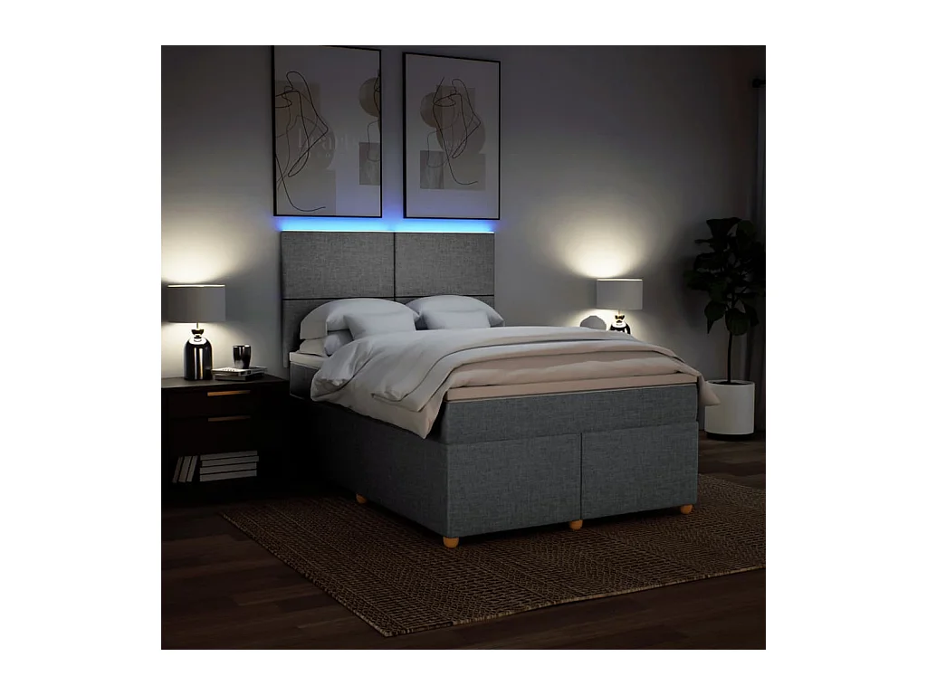 Boxspring met matras stof lichtgrijs 160x200 cm