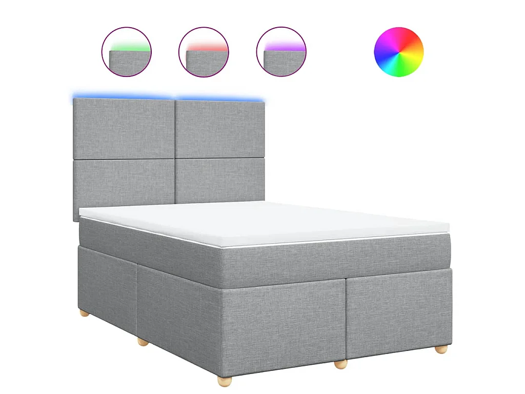 Sommier à lattes de lit avec matelas Gris clair 160x200cm Tissu