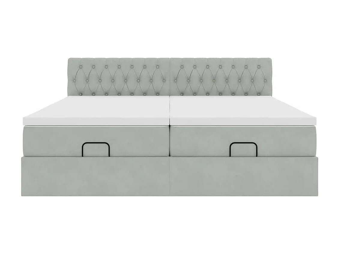 Cadre de lit ottoman et matelas gris clair 160x200cm velours