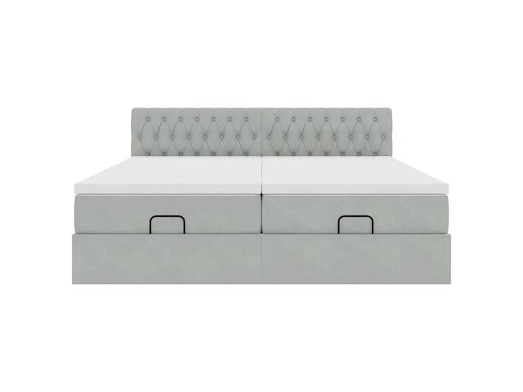 Ottoman bed met matrassen 160x200cm fluweel lichtgrijs