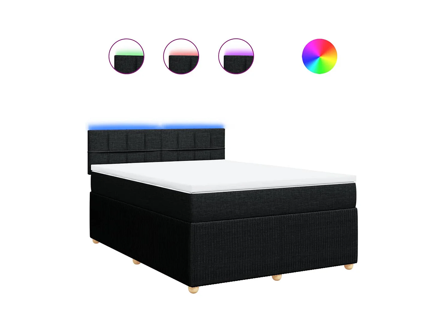 Boxspringbett mit Matratze Schwarz 140x190 cm Stoff