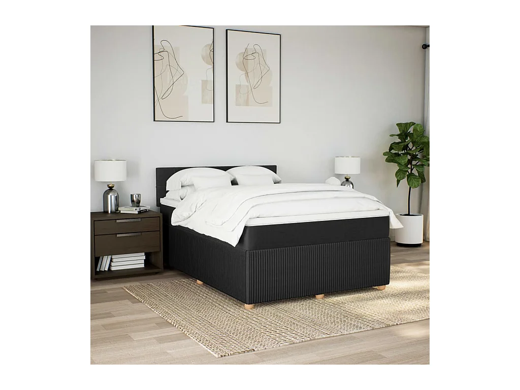 Boxspringbett mit Matratze Schwarz 140x190 cm Stoff