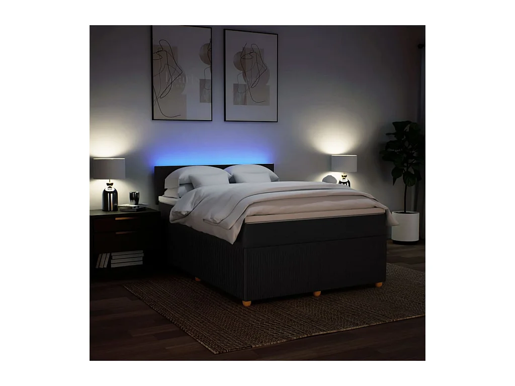 Boxspringbett mit Matratze Schwarz 140x190 cm Stoff