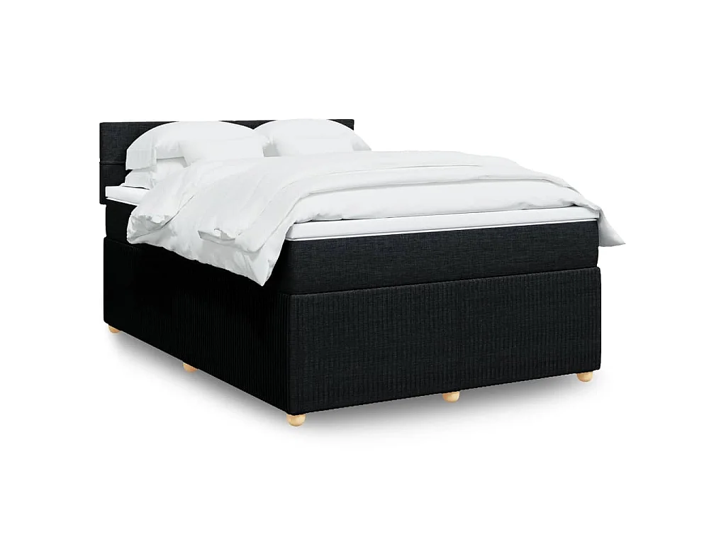Sommier à lattes de lit avec matelas Noir 140x190 cm Tissu