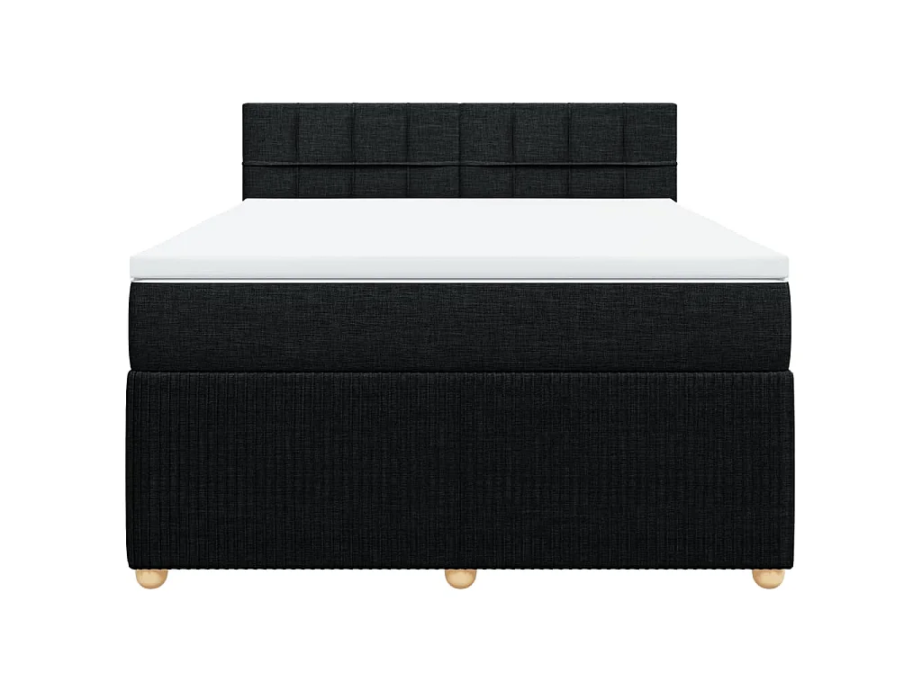Sommier à lattes de lit avec matelas Noir 140x190 cm Tissu