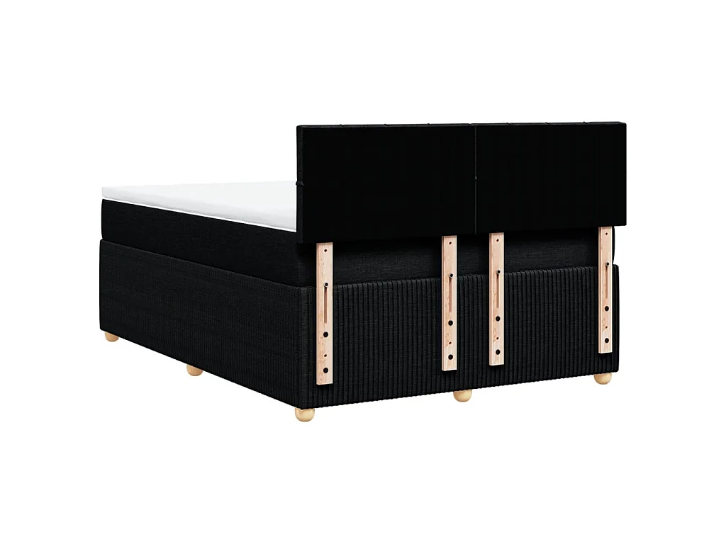 Sommier à lattes de lit avec matelas Noir 140x190 cm Tissu