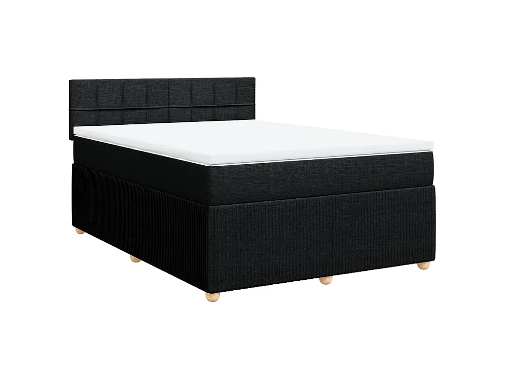 Sommier à lattes de lit avec matelas Noir 140x190 cm Tissu