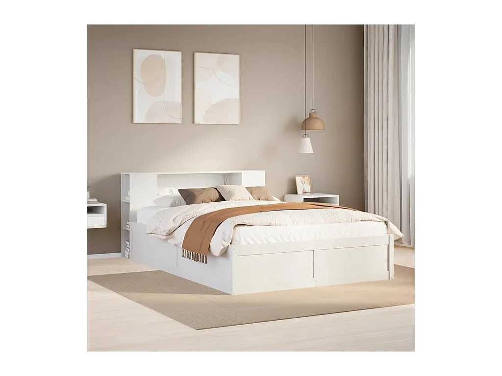 Cadre de lit sans matelas blanc 140x200 cm bois de pin massif