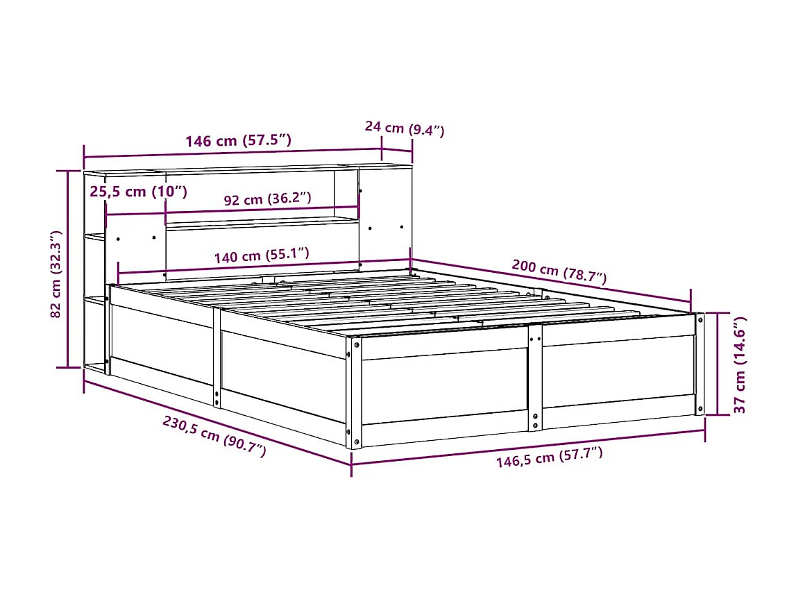 Giroletto senza Materasso Bianco 140x200 cm Legno Massello Pino