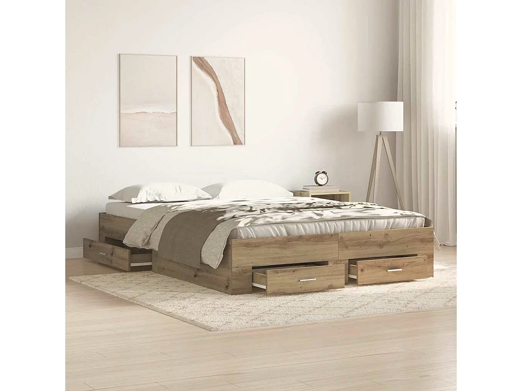 Struttura del letto Rovere artigianale 140 x 190 cm
