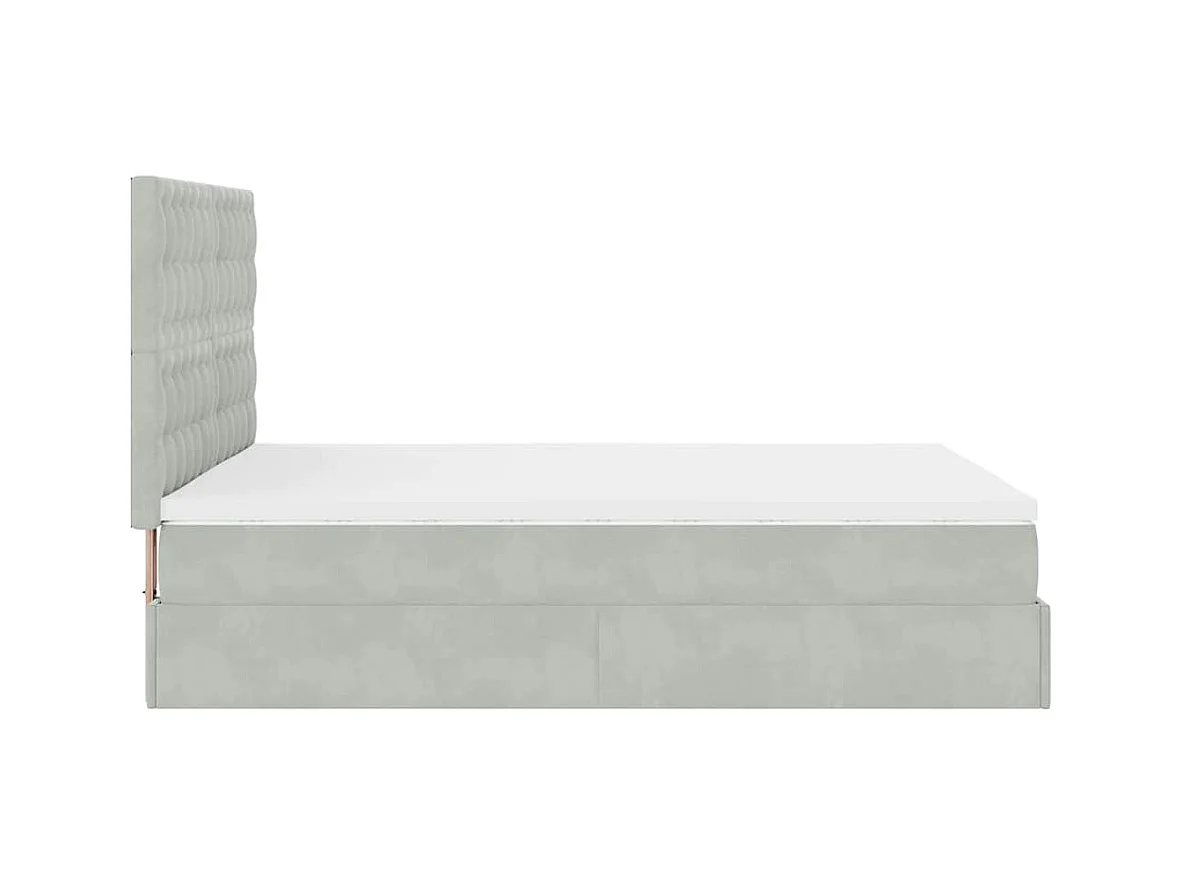 Cadre de lit ottoman avec matelas gris clair 140x200 cm velours