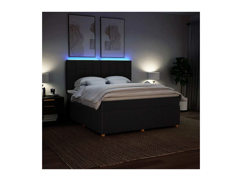 Sommier à lattes de lit avec matelas Noir 180x200 cm Tissu