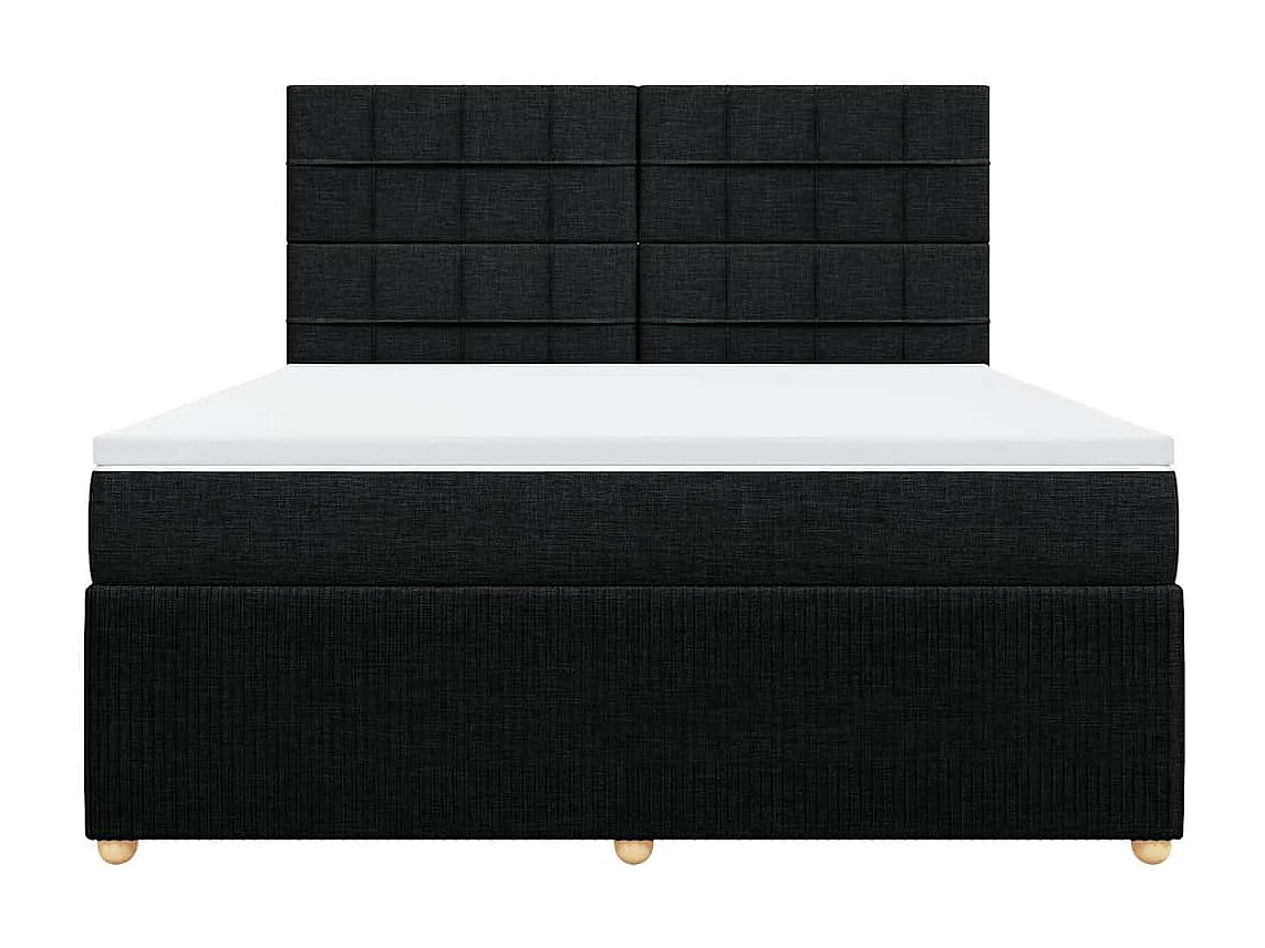 Sommier à lattes de lit avec matelas Noir 180x200 cm Tissu