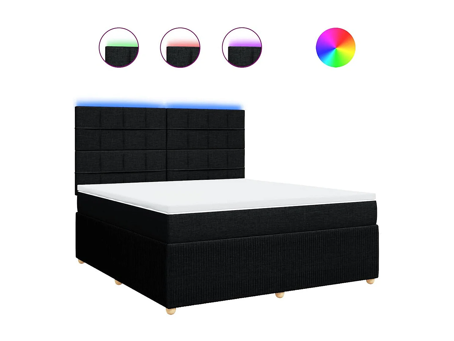 Sommier à lattes de lit avec matelas Noir 180x200 cm Tissu