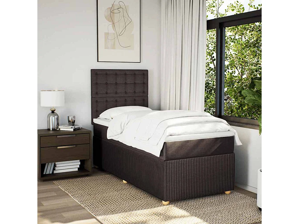 Boxspringbett mit Matratze Dunkelbraun 90x190 cm Stoff