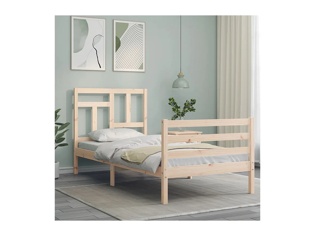 Massivholzbett mit Kopfteil 90x200 cm