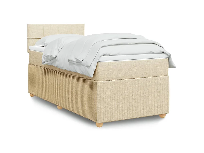 Sommier à lattes de lit avec matelas Crème 100x200 cm Tissu
