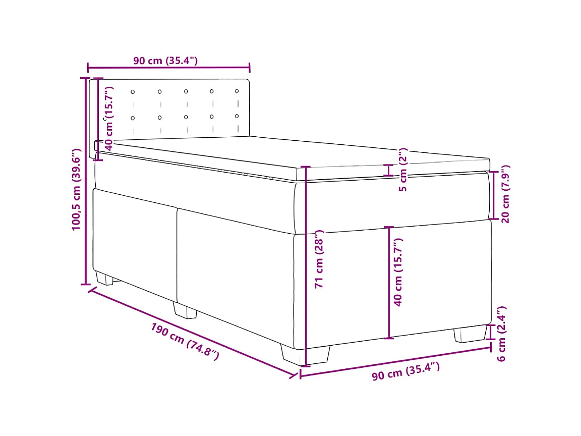 Sommier à lattes de lit avec matelas Taupe 90x200 cm Tissu