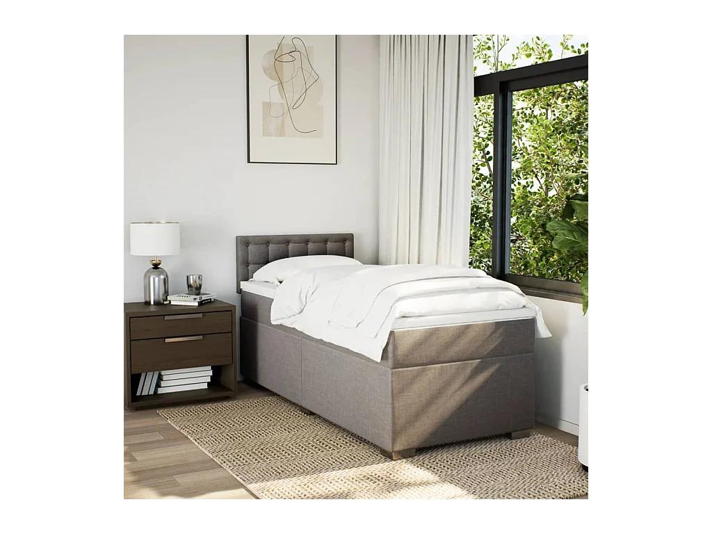 Sommier à lattes de lit avec matelas Taupe 90x200 cm Tissu