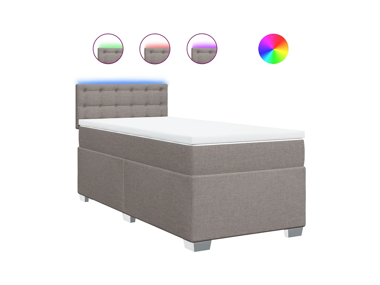 Boxspringbett mit Matratze Taupe 90x200 cm Stoff