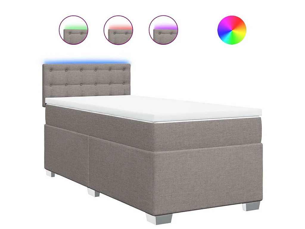 Boxspring met matras stof taupe 90x200 cm