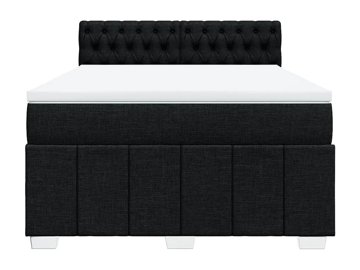 Sommier à lattes de lit avec matelas Noir 160x200 cm Tissu