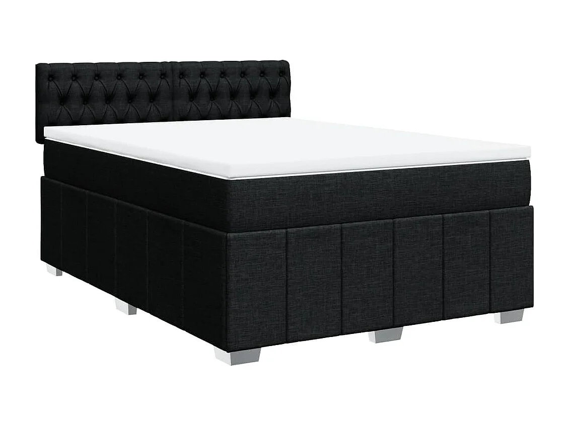 Sommier à lattes de lit avec matelas Noir 160x200 cm Tissu