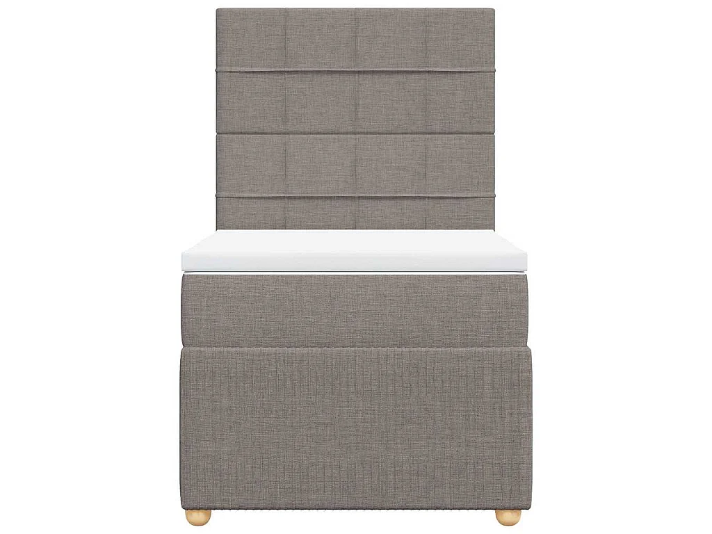 Cama box spring con colchón tela gris taupe 100x200 cm