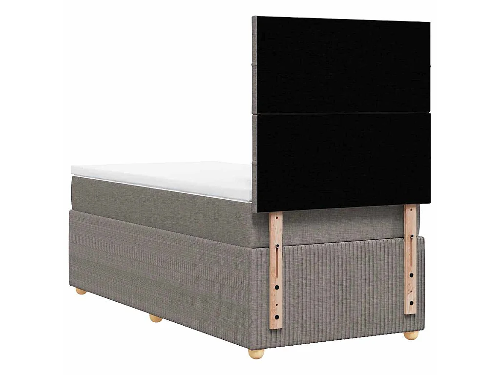 Cama box spring con colchón tela gris taupe 100x200 cm