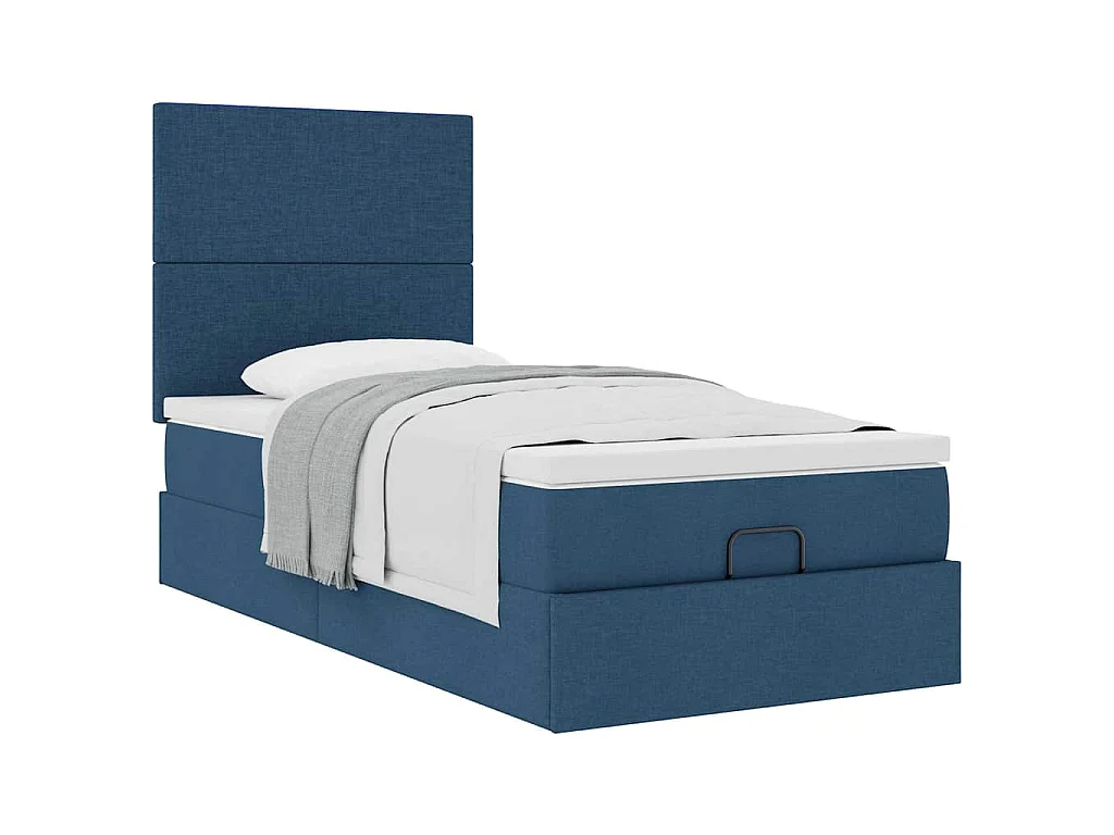 Bed met matras 90x200 cm stof blauw