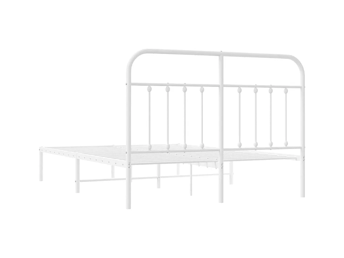 Bettgestell mit Kopfteil Metall Weiß 140x200 cm