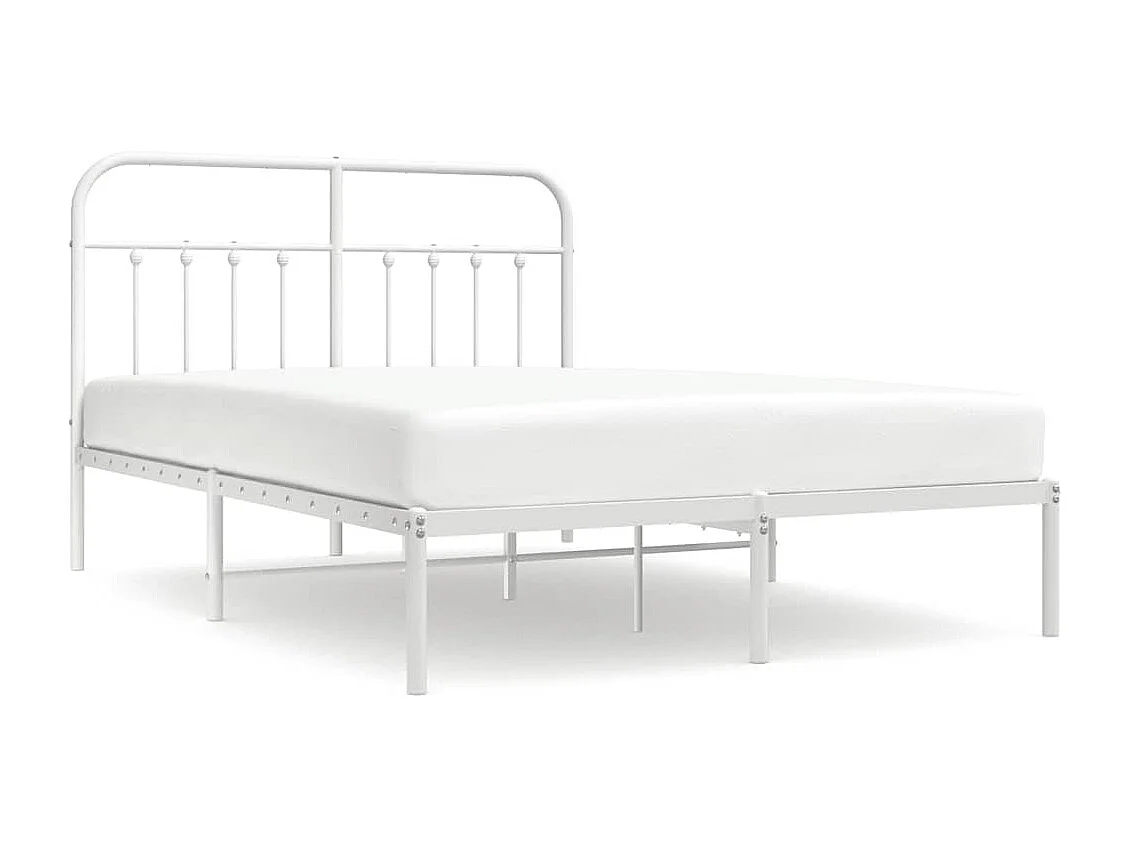 Cadre de lit métal sans matelas et tête de lit blanc 140x200 cm