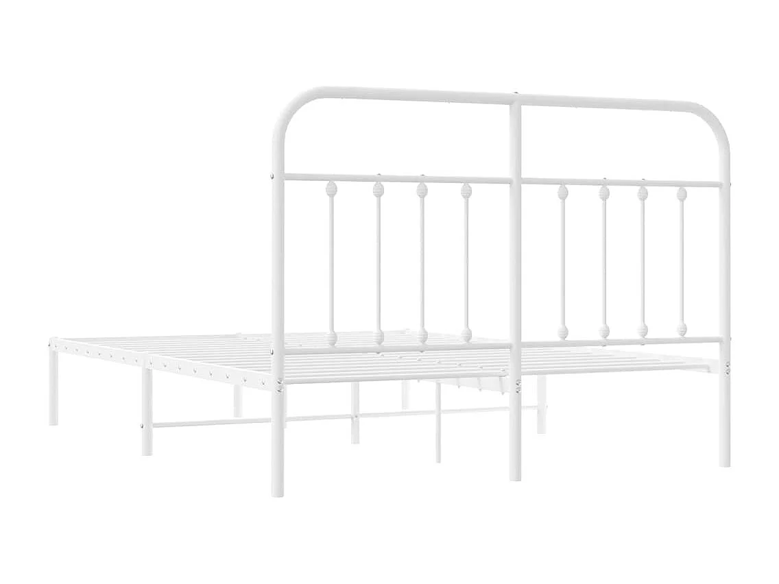Cadre de lit métal sans matelas et tête de lit blanc 140x200 cm