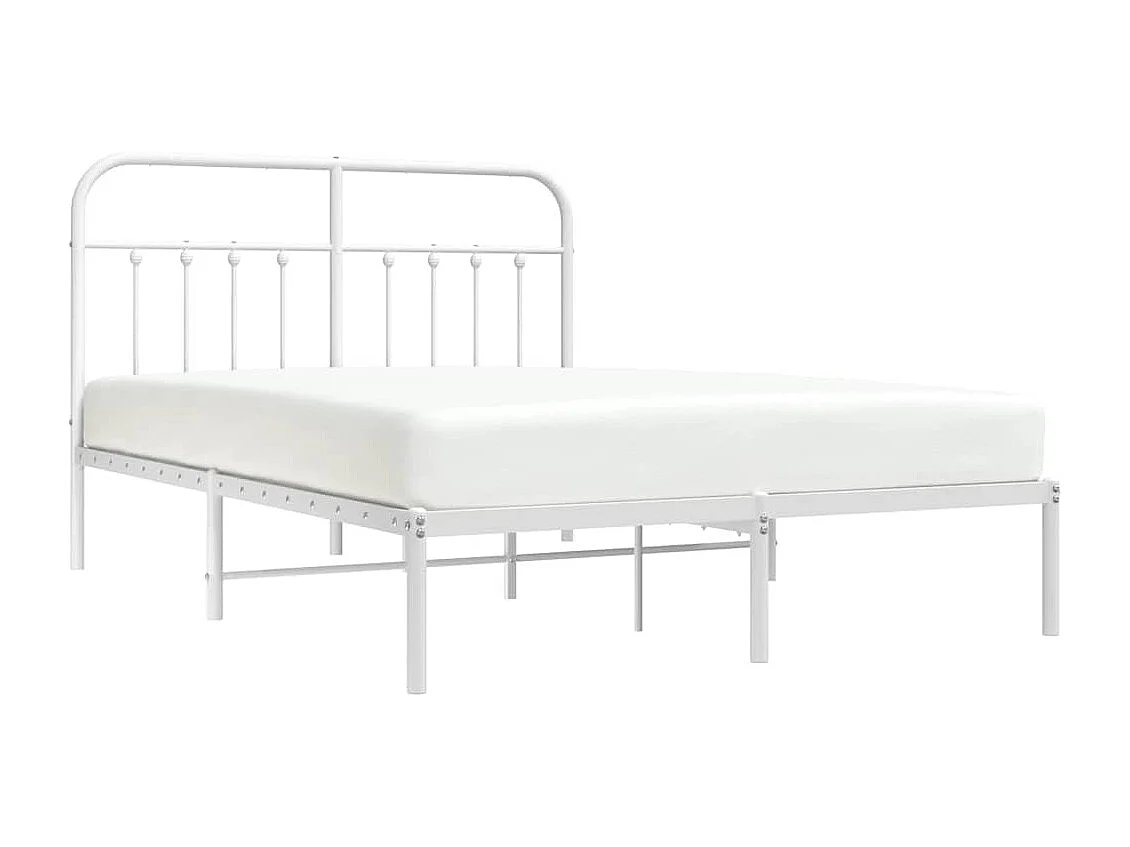 Bedframe met hoofdbord metaal wit 140x200 cm