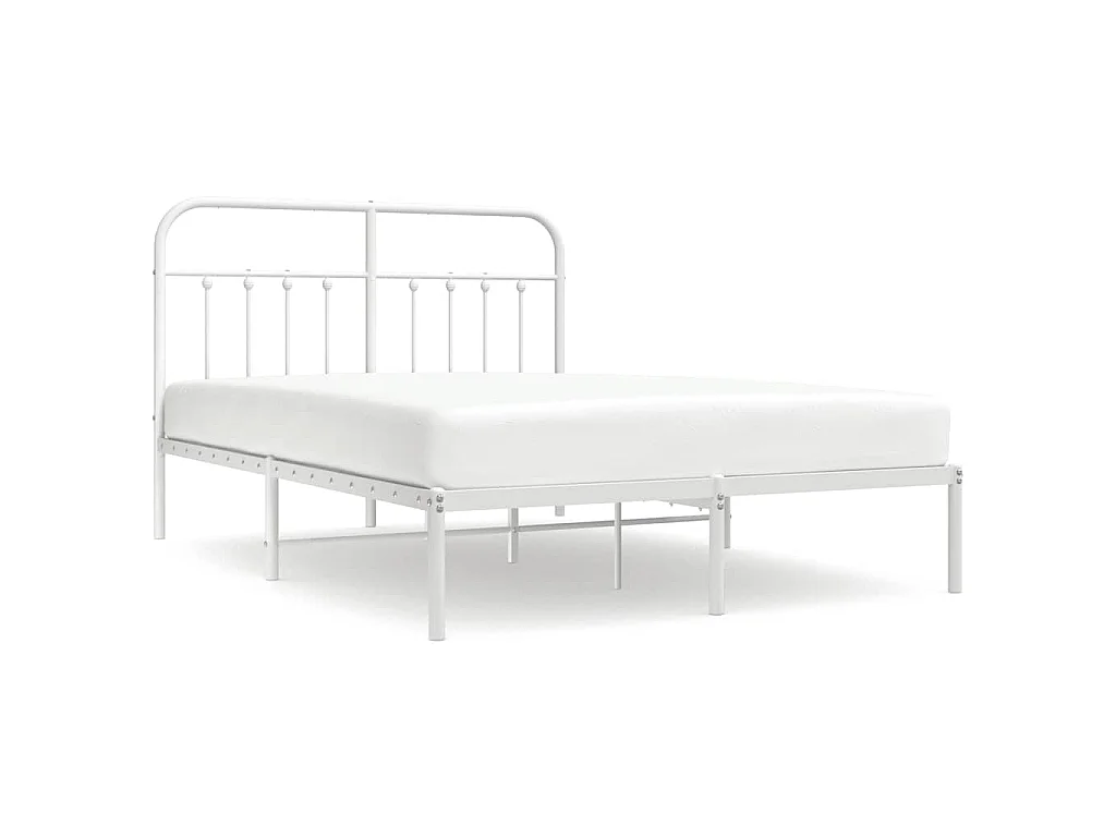 Cadre de lit métal sans matelas et tête de lit blanc 140x200 cm