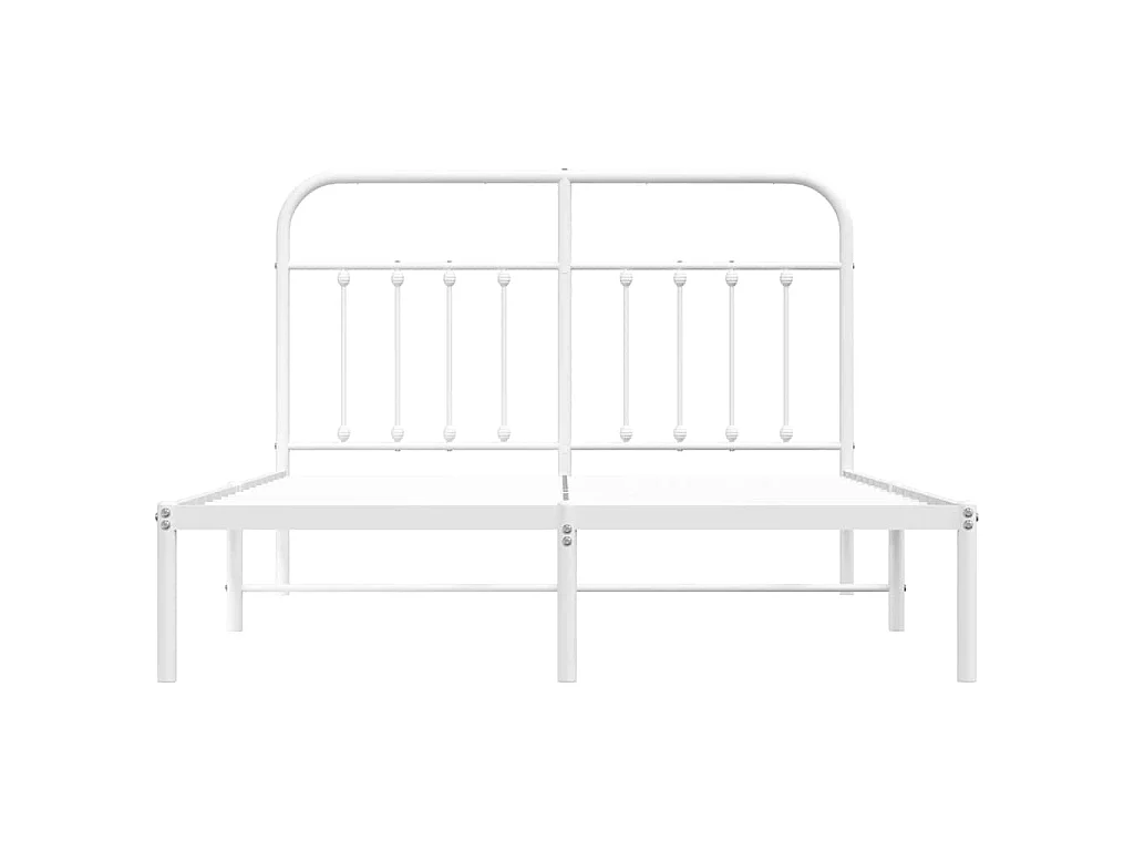 Cadre de lit métal sans matelas et tête de lit blanc 140x200 cm
